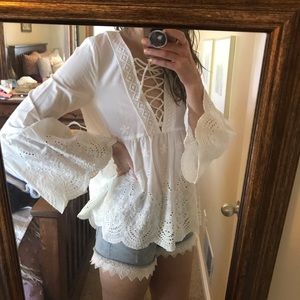 BNWT boho lace white top